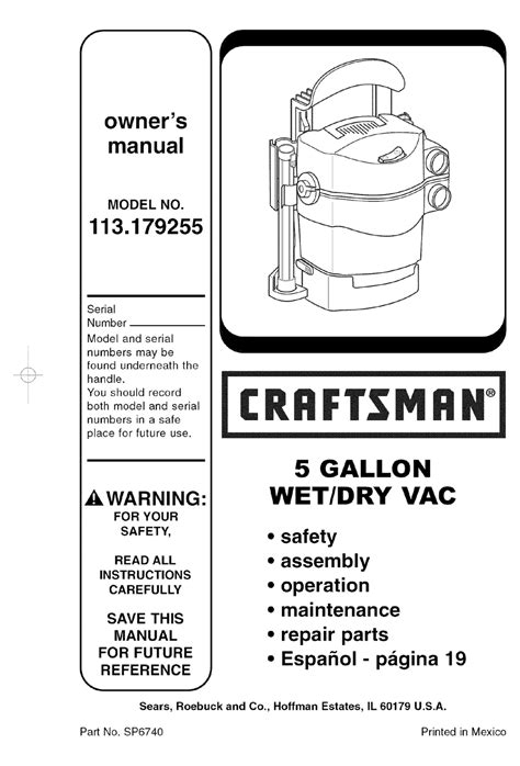 Craftsman 113.179255 Manual pdf manual